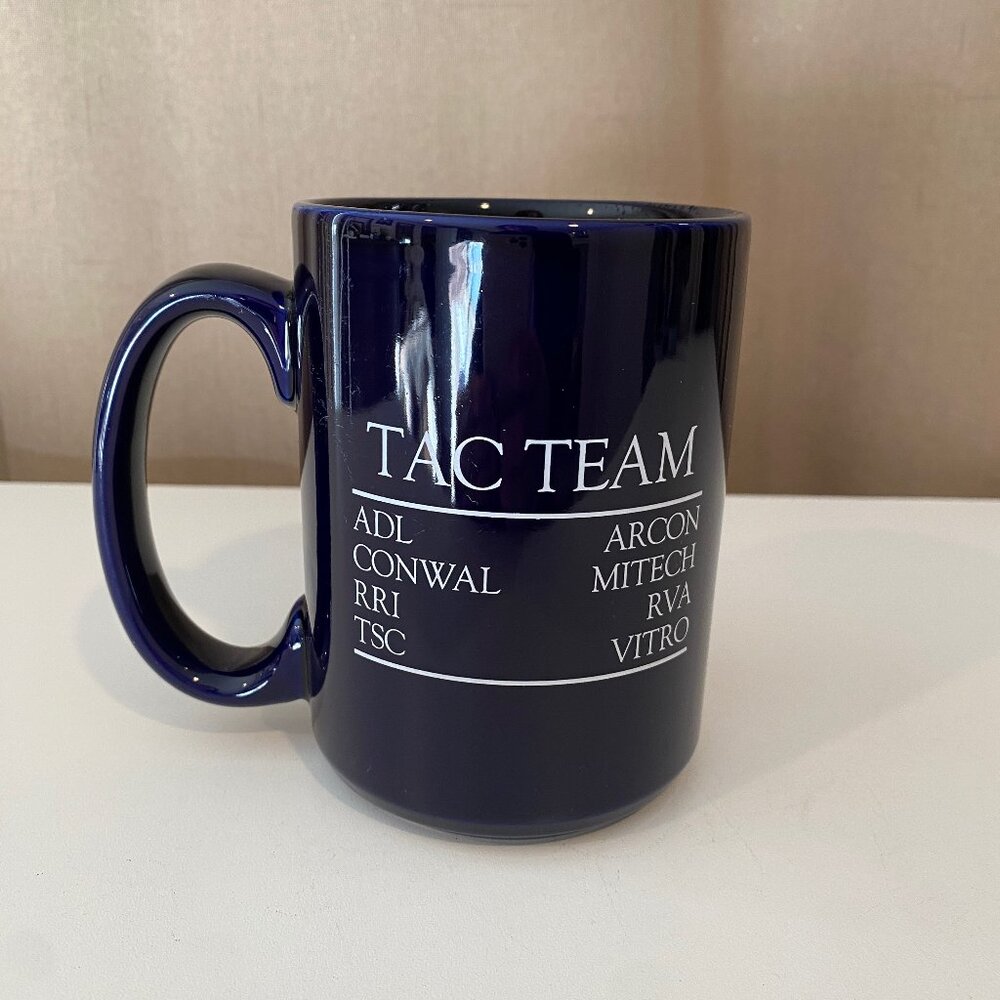 TAC TEAM Blue Coffee Mug 4.5” FAA Surveillance National Security Contract